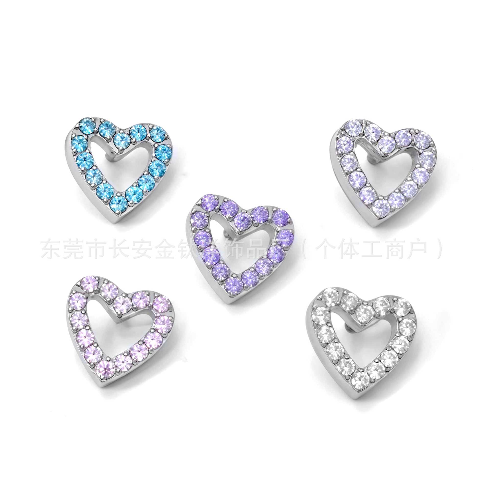F136 Titanium Internal Thread Full Diamond Heart Earrings Lip Nails Nose Nails Ear Bone Nails G23 Titanium Alloy Body Piercing Jewelry detail image 8