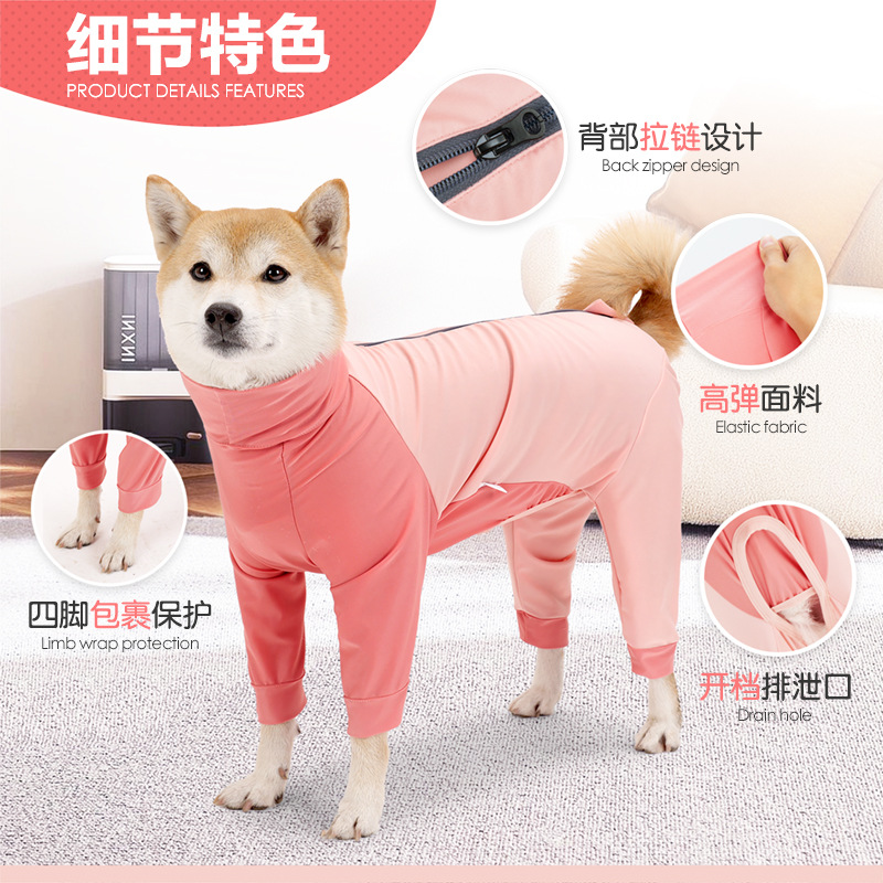 Cross-border 2024 New Dog Clothes Summer Four-legged Clothes Zipper Breathable High-elastic Small and Medium-sized Dog Pet Clothes