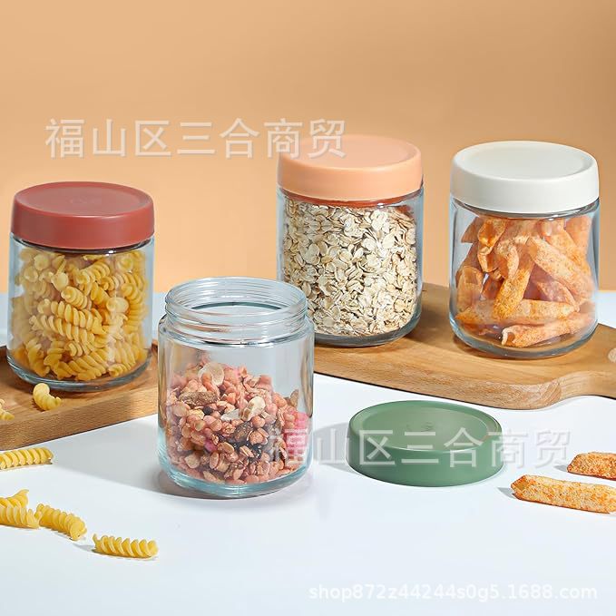 Comida de vidrio sellado tarro traje de boca ancha botella de almacenamiento tarro botella de avena Amazon