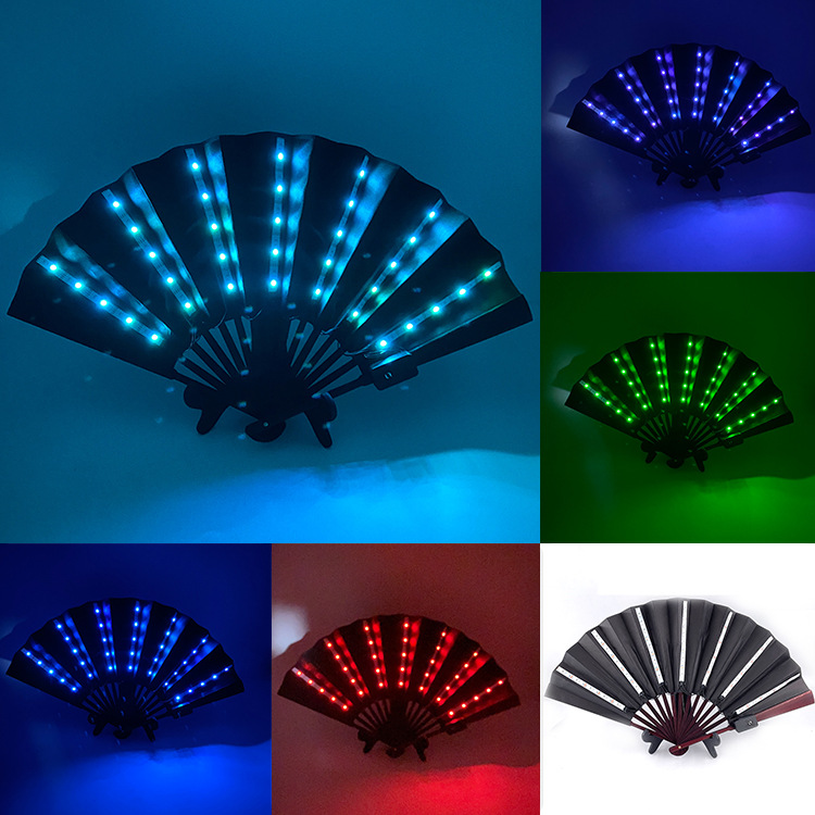 8-pulgadas luminoso ventilador luminoso colorido LED luminoso plegable ventilador bar discoteca fiesta escenario atmósfera props