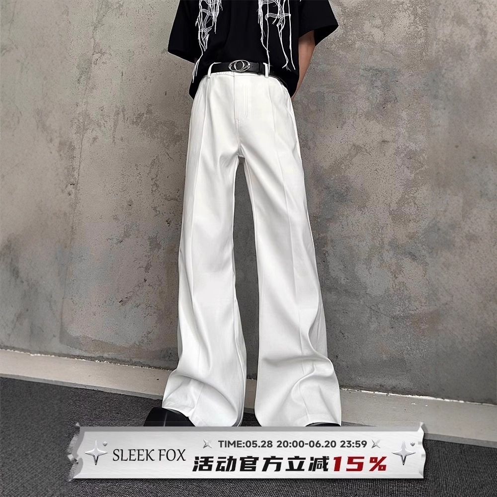 Summer Thin High-End Design Flared Suit Trousers for Men, Loose Fit, Versatile, Slimming, Height-Enhancing, Suitable for Commuting