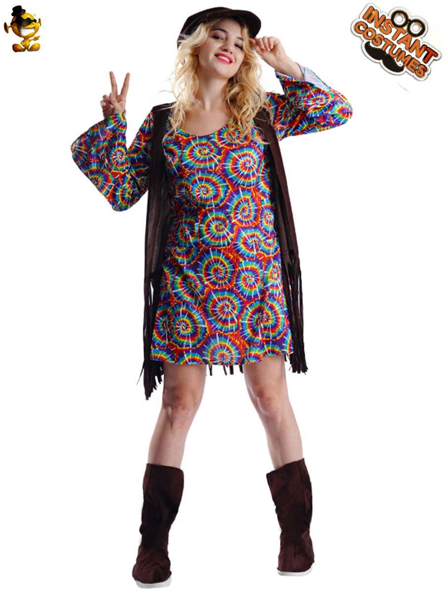 Traje de escenario traje de rendimiento ropa de fiesta Cosplay traje de rol adulto mujeres retro hippie image 3