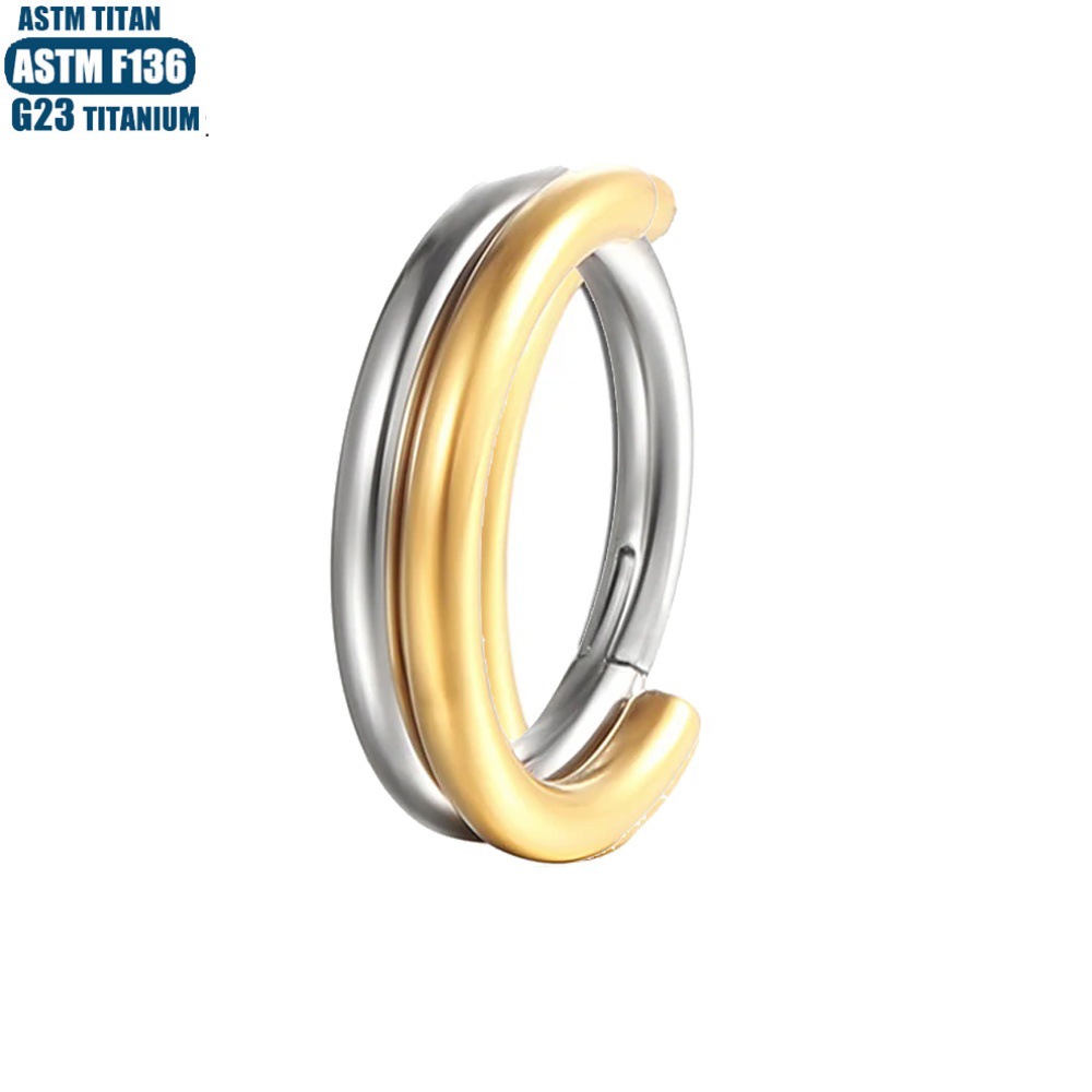 G23 Titanium Hinge Nose Ring Nasal Septum Double Color PVD Seamless Ring Diaphragm Earrings Pierced Jewelry Nose Stud detail image 12