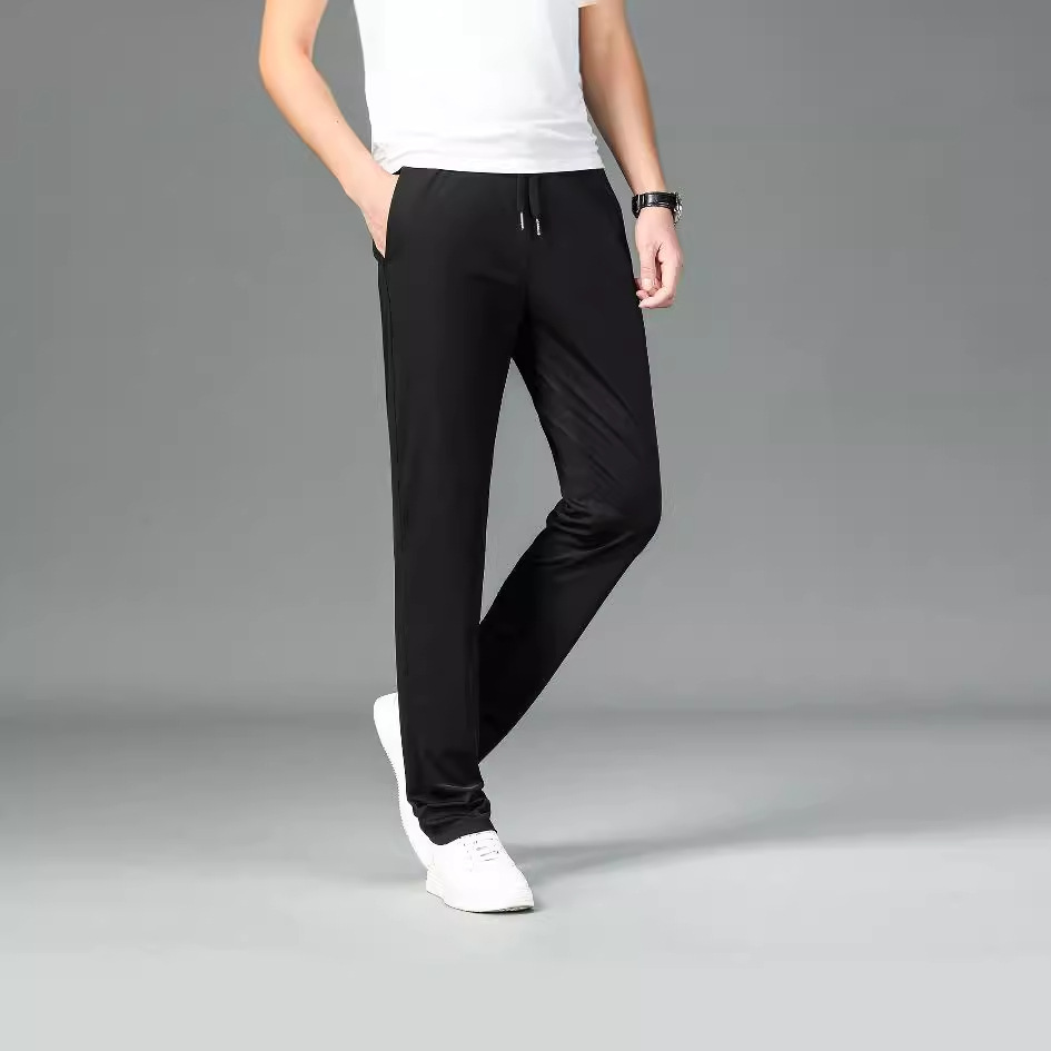 Elastic summer thin silk solid sports quick dry trousers