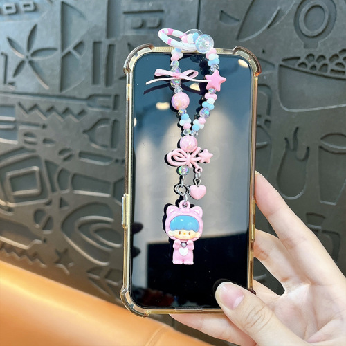 Official Lord Zhu Mini Phone Bead Chain Keychain Pendant Cute Girl Bag Decor Trendy Phone Rope Chain