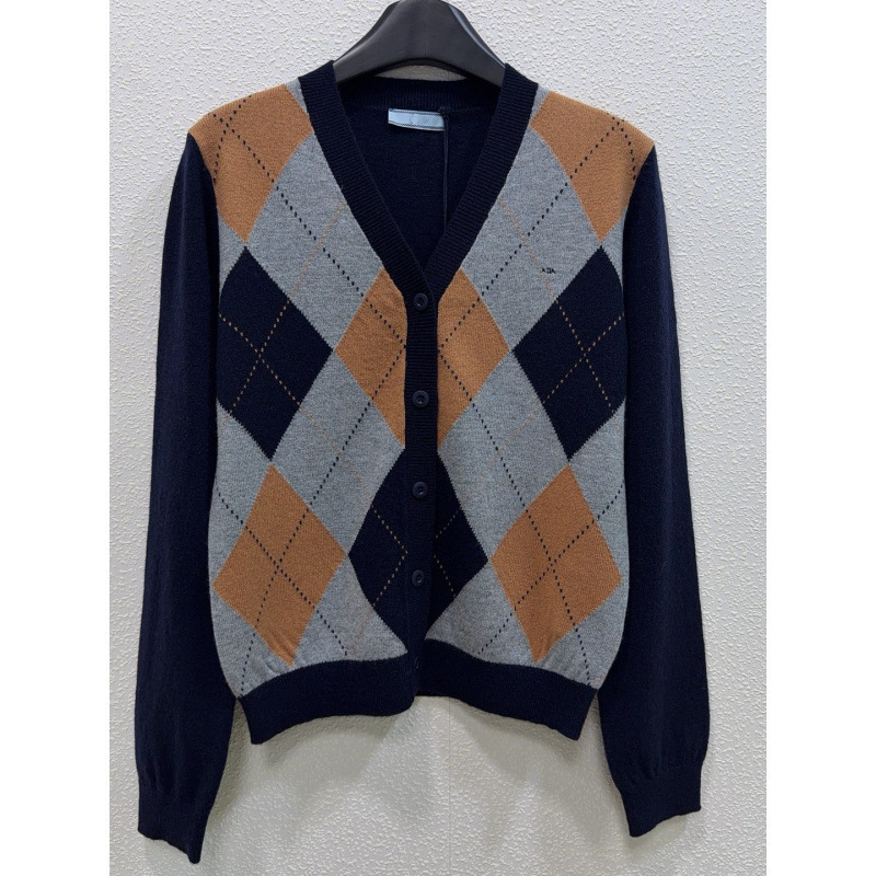 Shenzhen Nanyou~P brand, high-end V-neck diamond-patterned knit cardigan, women's long-sleeved sweater, autumn/winter outerwear