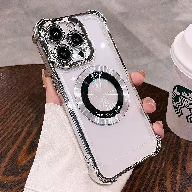 Funda Protectora para iPhone 16, con Protección Anticaídas en las Cuatro Esquinas, Carcasa Rígida Magnética con Airbag Electrochapado para Apple 15 PROMAX