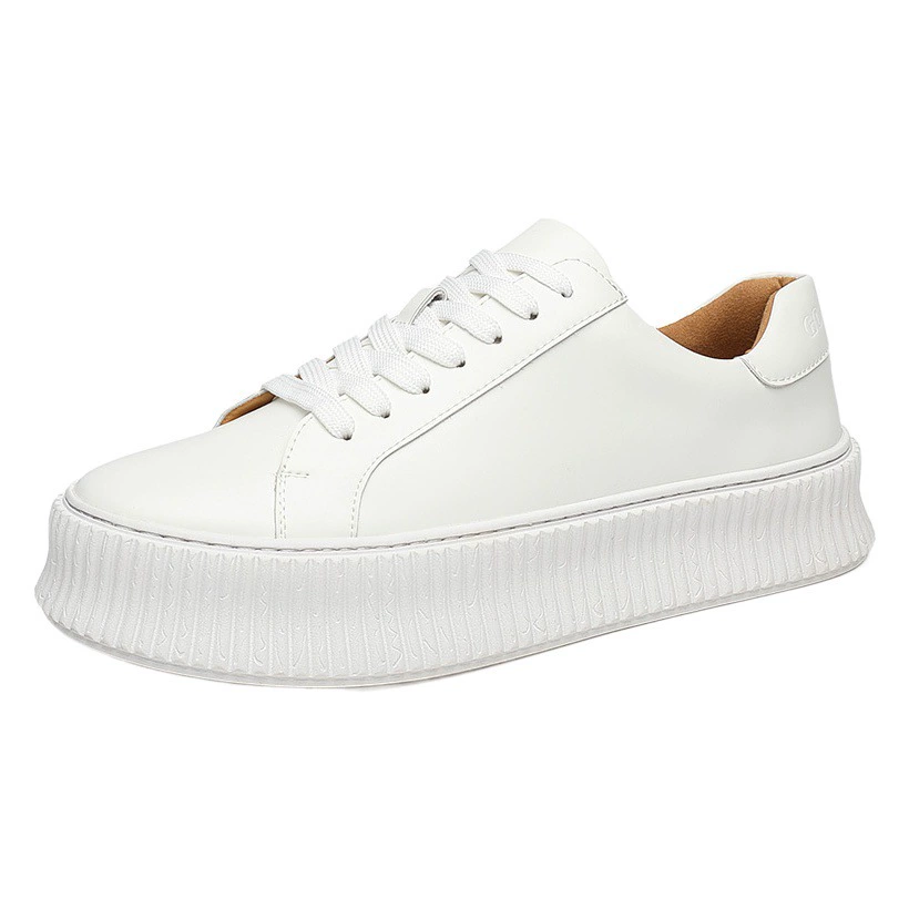 Белые туфли из натуральной кожи, Мужская модная обувь, весна 2022, Новое поступление, мужские повышенные туфли на толстой подошве, Повседневная универсальная обувь для печенья, лето