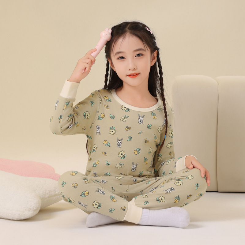 儿童秋衣秋裤男童睡衣纯棉女童保暖内衣中小童打底棉毛衫线衣线裤|undefined