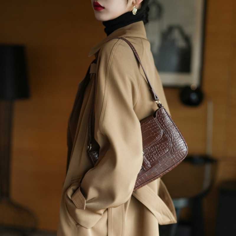 梵琳达新品气质长款卡其风衣女春季英伦风宽松抗皱垂坠感外套|undefined