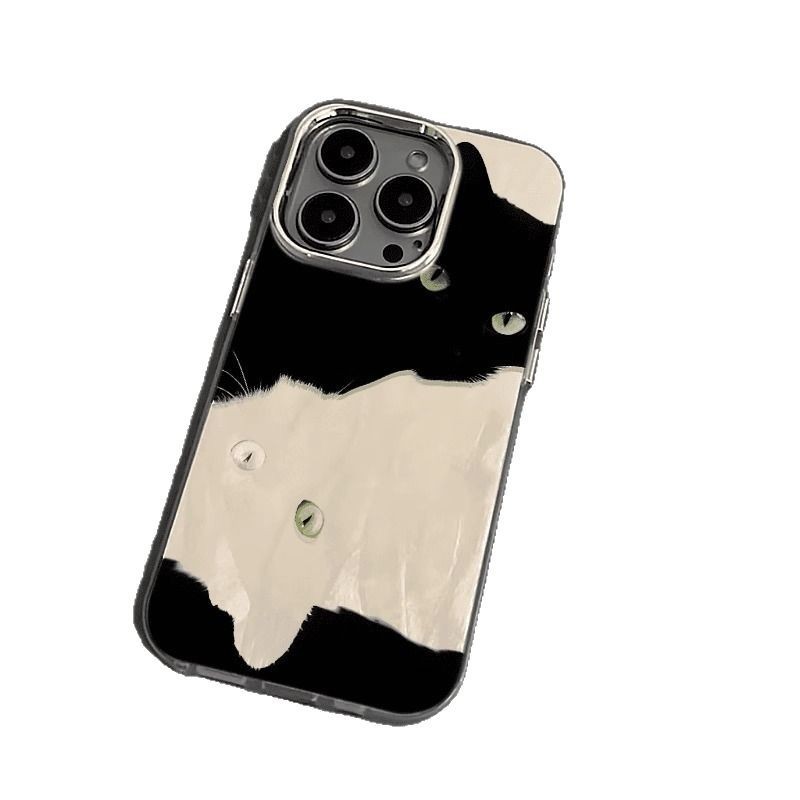 Apple 16 黒と白の猫の携帯電話ケース 14 フェザーガーゼ 15 個性 13 ニッチ 12 新しいスタイル 11 シンプルで高度な|undefined