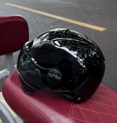 Sun Protection Half Helmet for Men and – Motosiklet kaskı (dəbilqə) - black-brown-short-lens