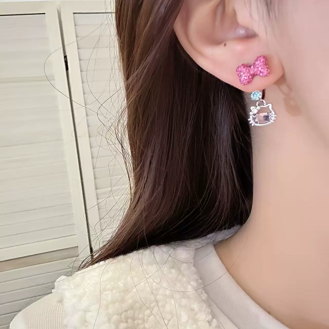 可爱KT小猫合集耳骨钉时尚轻奢耳钉可爱卡通凯蒂猫耳蜗钉小众耳饰