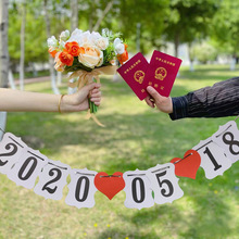 领证日期拉花结婚登记小道具婚礼跟拍拍照神器仪式感字母数字拉旗