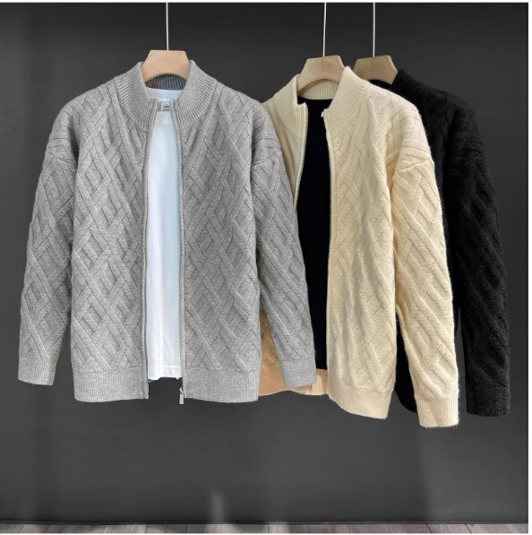 Clearance Sale~ Discounted Spring and Autumn Warm Knit Cardigan Versatile Sweater Solid Color Men's Casual Jacket Trendy