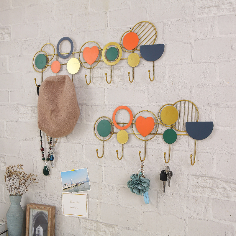 Light luxury creative art wall iron decorative hook wall hanging clothes hook storage rack entrance door coat hat hanger