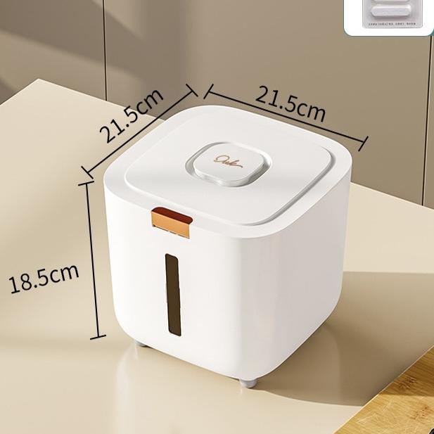 인기상품! 약 4kg [이중 실리콘 씰, 원클릭 개방형 뚜껑] 방습 저장통(계량컵 포함)