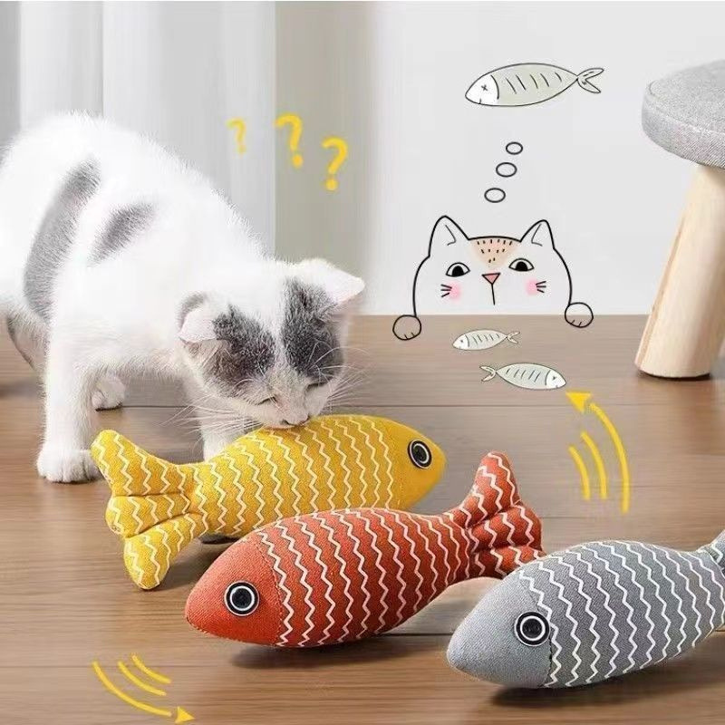 猫のおもちゃ、噛みつきに強いリネン生地、退屈解消、キャットミント、模擬魚、子猫用猫じゃらし、子猫用大型モデル|undefined