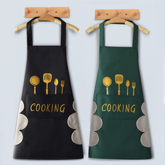 Knife and fork hand wiping apron waterproof and oil-proof thickened and extended suspender advertising printed logo kitchen coffee shop apron
