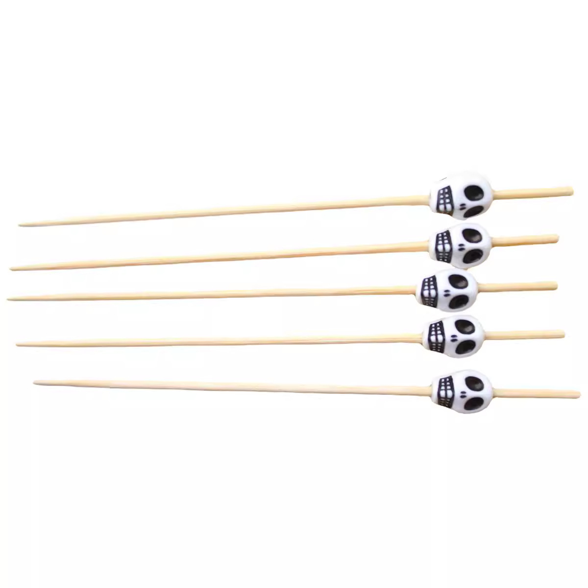 Halloween 10 × 12 White Skull Fruit Signo 100 pcs/paquete Cóctel creativo Palillo de bambú Palillo de dientes KTV Amazon