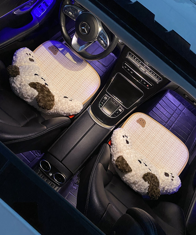Car seat cushion universal four seasons linen car ventilated seat cushion summer cartoon cute seat cover anti-dirty and permeable women
