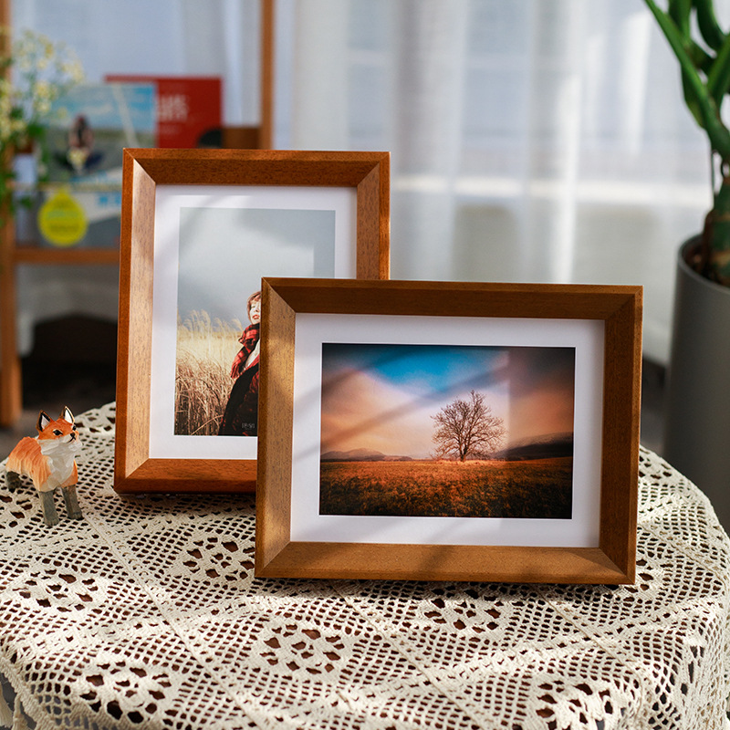 Solid Wood photo frame set table solid wood wash 6 7 8 10 8 inch desktop photos made of log photo frame wall