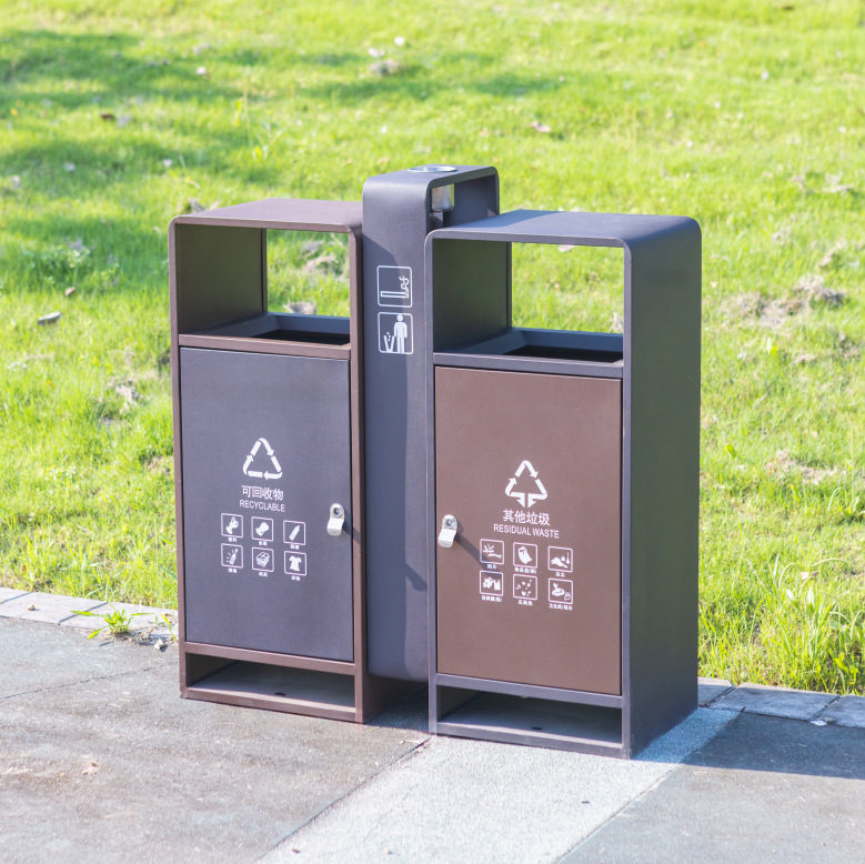 户外果皮箱垃圾桶小区街道公园分类垃圾筒镀锌板园区批发单桶