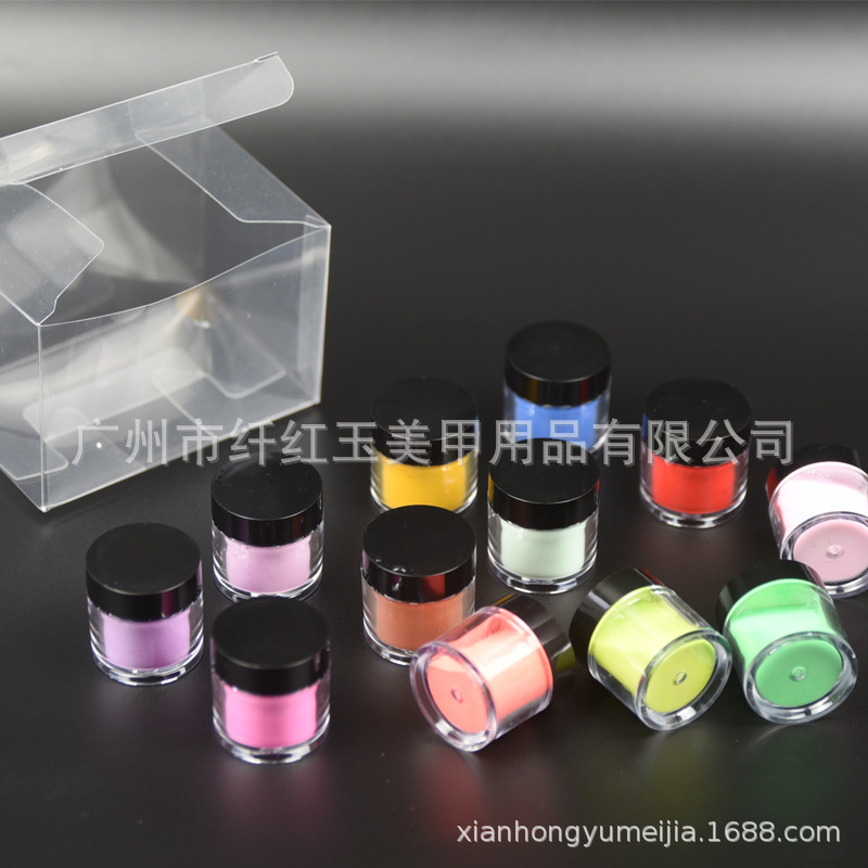 Nail art transparent crystal powder crystal liquid 12 color color crystal carving powder beginner crystal nail three-dimensional carving