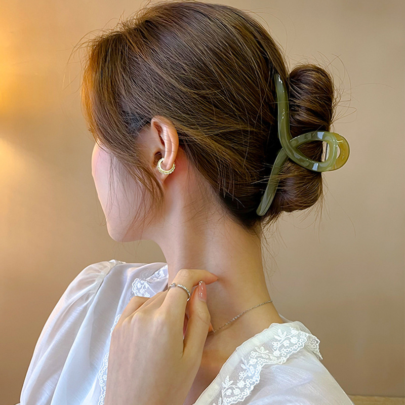 Elegante temperamento tocadillo de gran tamaño agarrar pinzas de cabello acrílico cabeza de mujer agarrar pinzas de cabello nuevo verano