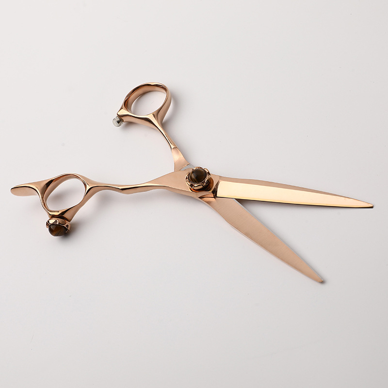 CNC-gefräste, bernsteinfarbene Diamant-Geradeschere aus Zhangjiagang, professionelle Friseurschere_voghion.com