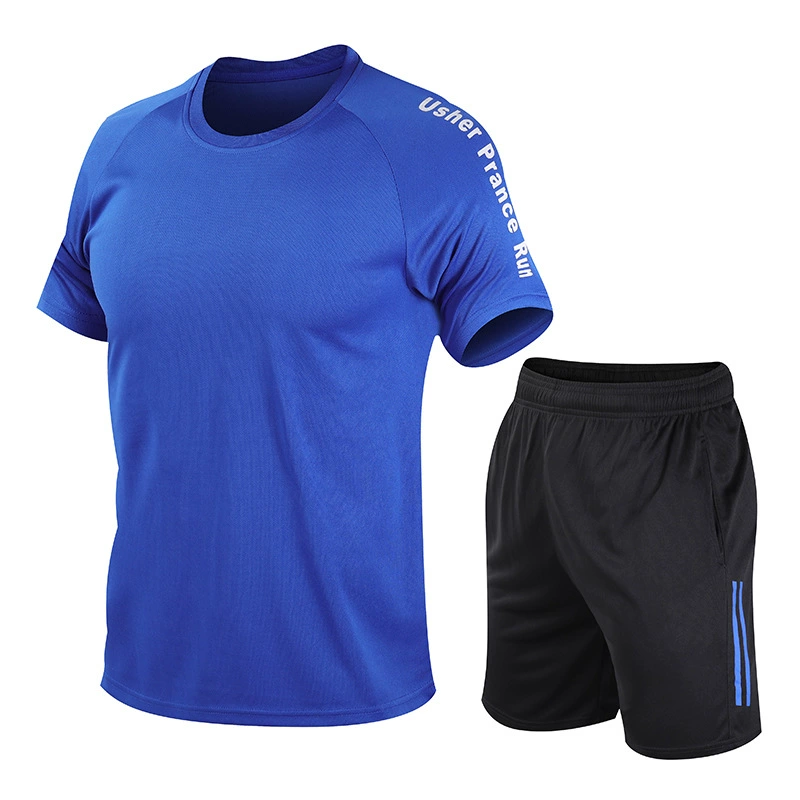 Летний шелковистый быстрая сушка спортивный костюм для зала, длинные рукава, комплект, прямая продажа с завода, для бега, круглый вырез, с коротким рукавом