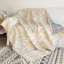 HI8R波西米亚纯棉四层纱布毛巾被沙发垫全包罩巾午睡空调薄被儿童