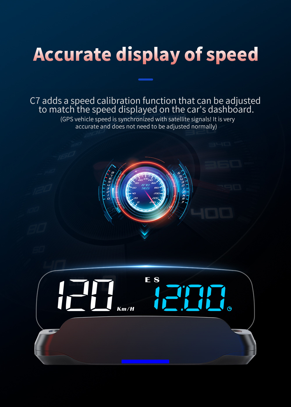 No ghosting HUD head-up display car GPS high-definition USB-powered universal car speedometer altitude date