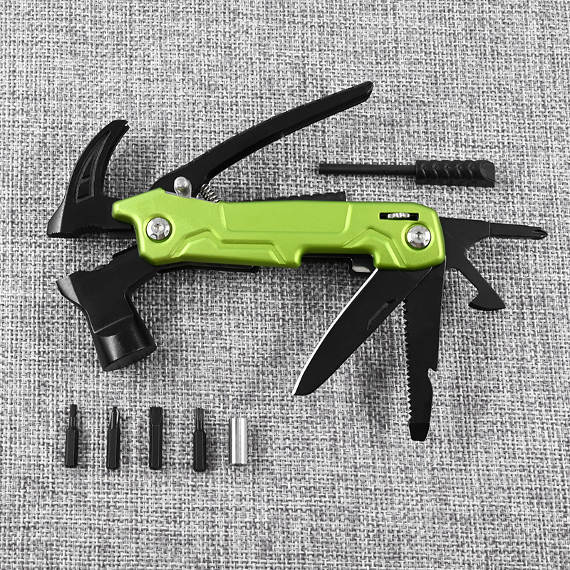 黑绿羊角锤锤子一体地钉锤多功能起钉救生钳锤户外野营批发防爆锤