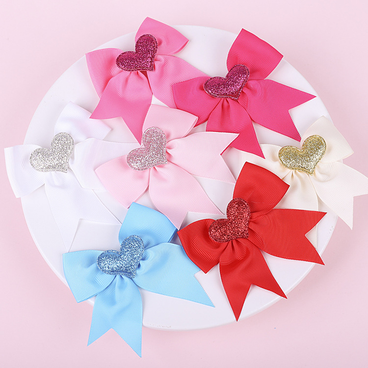 Children's Swallowtail Bow Two-piece Solid Color Love Rubber Band Hairpin display picture 6