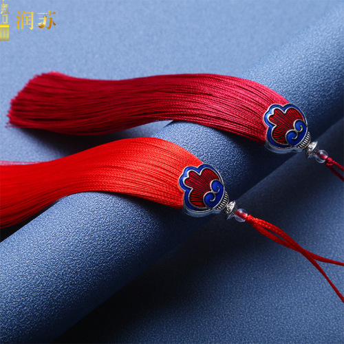 Runsu tassel 13 cm auspicious cloud hat tassel tassel Chinese landscape Thai blue hanging tassel car hanging ancient ornaments pendant