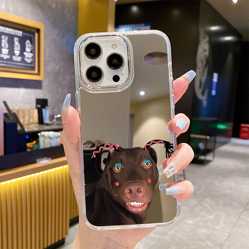 辫子狗iPhone17手机壳15保护套12透明16promax带镜子苹果14/13pro