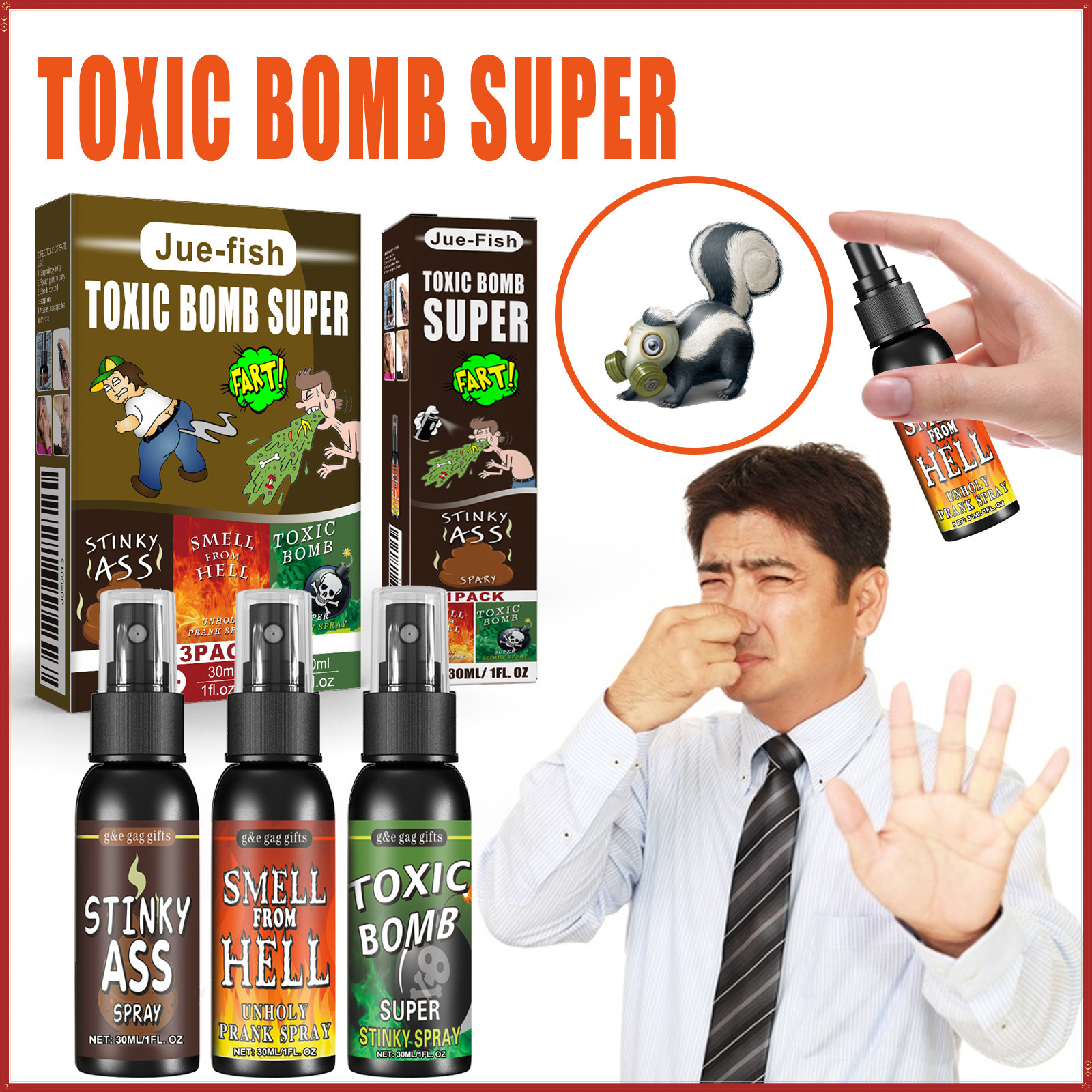 Jue-Fish Fart Spray Prank Toy Prank Smell Prank Entertainment Poop Smell Hell Smell Bomb Smell