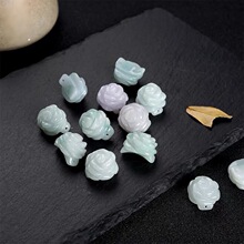 现货批发缅甸老坑翡翠玫瑰花戒面厂家批发冰糯种diy编织手链戒指