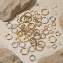 不锈钢镀18k金麻花闭口圈无缝圆环饰品手工DIY配件手链项链连接环
