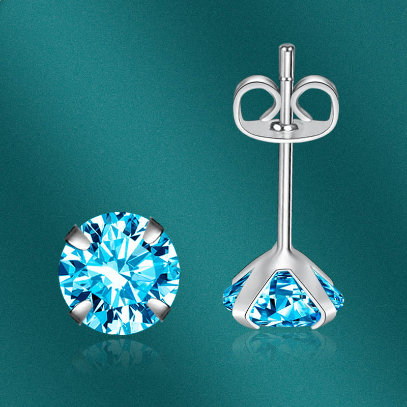 Copper Material Fashion Geometric Copper Inlay Zircon Ear Studs 1 Pair