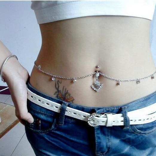 New Fashion Distinctive Waist Chain Navel Ring Medical Stainless Steel Navel Set