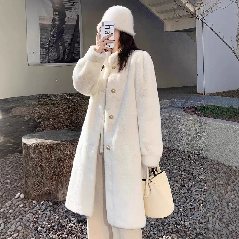 Winter long velvet jacket, mid-length, increased thickness