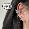 Long ear clips, earrings with tassels with pigtail, no pierced ears, simple and elegant design, European style