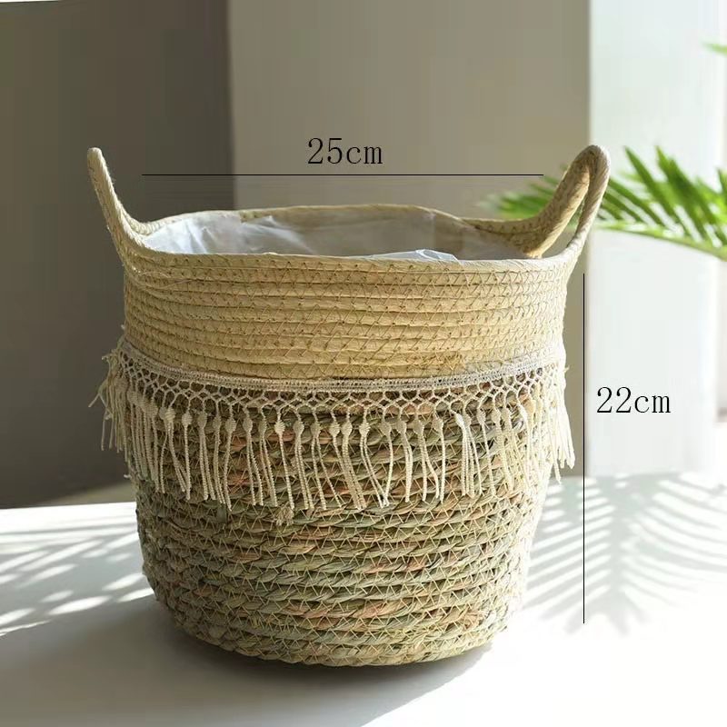 Cesta Decorativa de Hierba Tejida