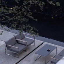 室外座椅户外沙发组合家具景观园林售楼部铝合金不锈钢休闲编藤