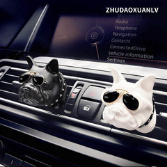 鬥牛犬車載香水淡香車內飾品擺件汽車用香薰空調出風口香水夾裝飾