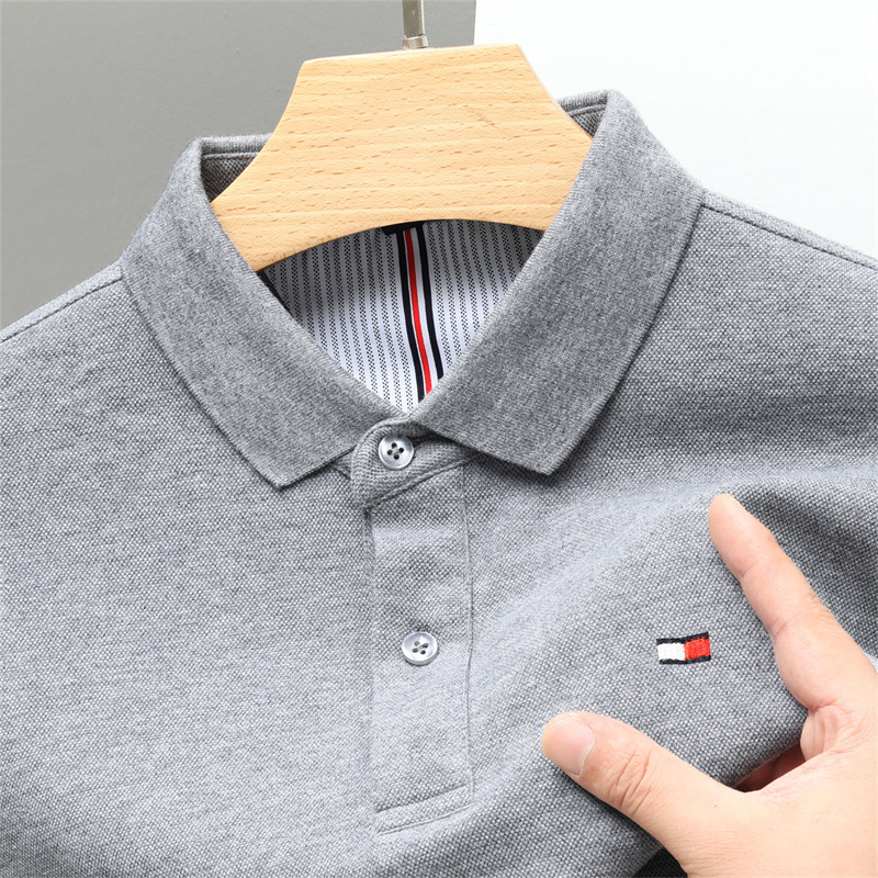 Tommy Long-sleeved Polo Shirt Men's 2025 Spring and Autumn Middle-aged Dad Loose Casual Breathable Lapel T-shirt Tommy Long-sleeved Polo Shirt Men's 2025 Spring and Autumn Middle-aged Dad Loose Casual Breathable Lapel T-shirt