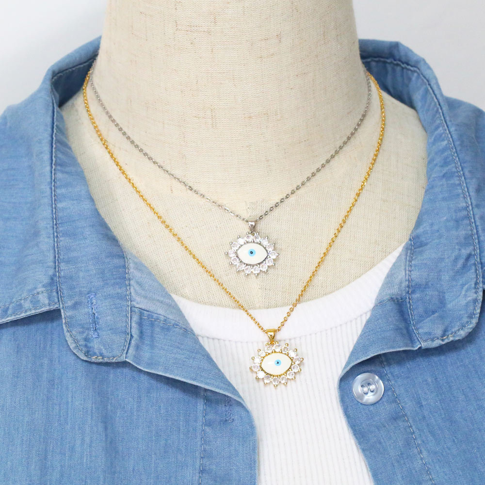 Fashion Devilu0027S Eye Copper Pendant Necklace Inlay Zircon Copper Necklaces