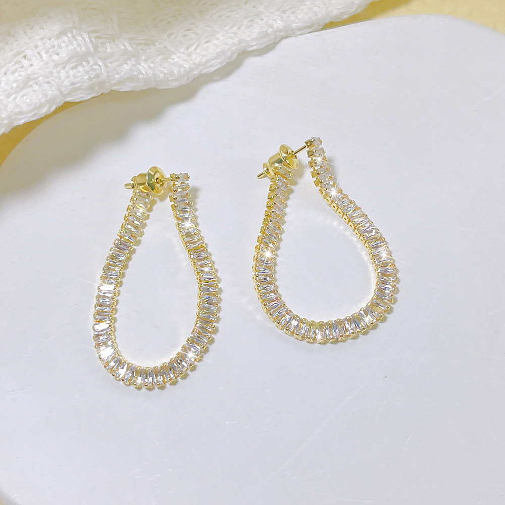 1 Pair Ig Style Korean Style Geometric Inlay Copper Zircon Earrings display picture 3